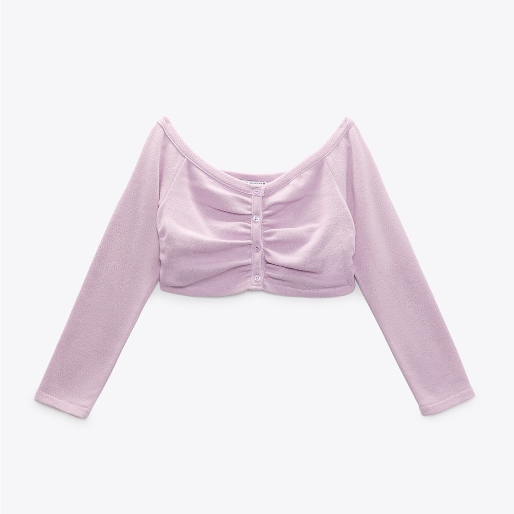 Zara Soft Cropped Ruched Cardigan - Picture 3 of 10